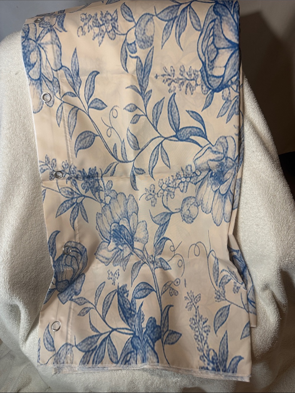 Blue Floral Print Shower Curtain